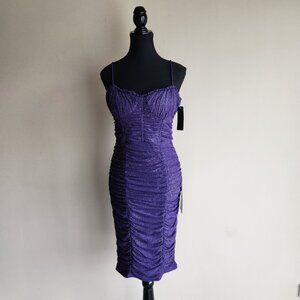 NWT City Studio Purple Bodycon Mesh Sparkle Rouched Hoco Dress Size Medium